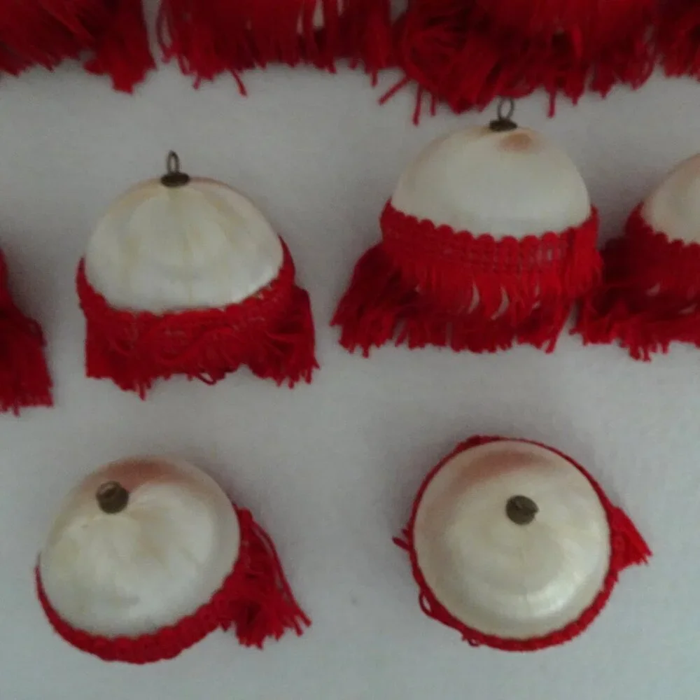 Vintage 12 Satin Ball Ornaments with Fringe Handmade Christmas Holiday Festive